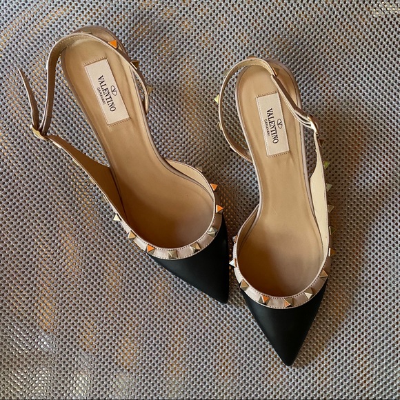 valentino rockstud 50 leather slingback pump